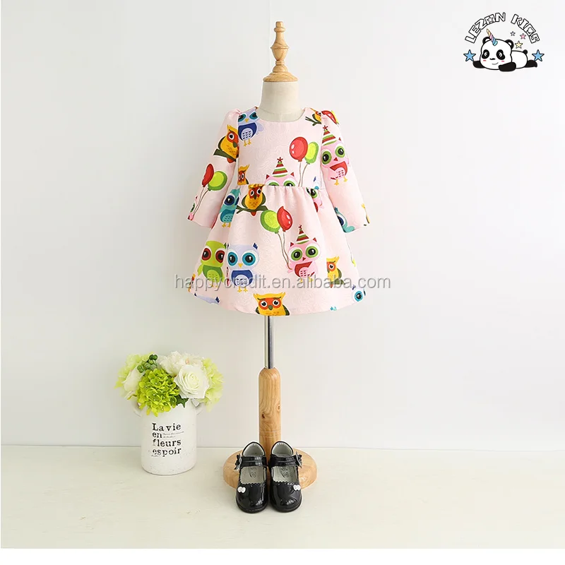 LEZONKIDS - Vestido impresso por atacado para meninas, vestido de aniversário, vestido de princesa para 2-12 anos, cor-de-rosa, fabricado na China